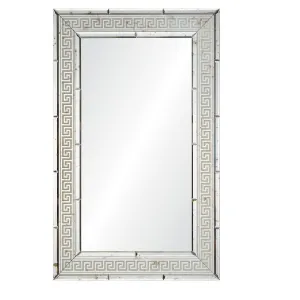 Antiqued Mirror Framed Mirror with Silver Inlay by Suzanne Kasler