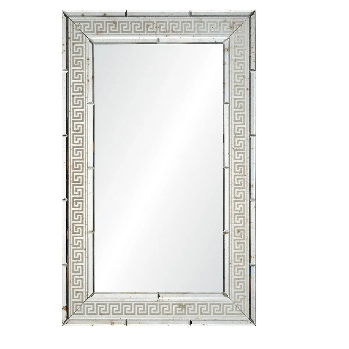 Antiqued Mirror Framed Mirror with Silver Inlay by Suzanne Kasler
