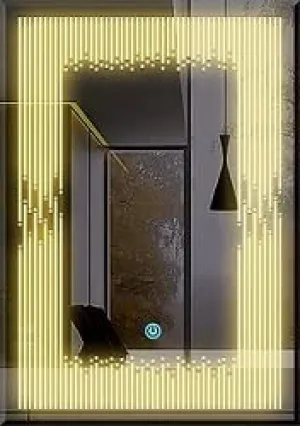 ARANAUT Rectangular Shaped Mirror, LED illuminated Vanity Mirror with Touch Sensor, Wall Mounted Mirror for Bathroom, bedroom & makeup room (Size: 12x18 inches, Yellow light(848))