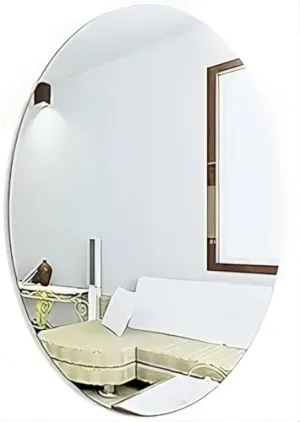 ARDON INDIA Oval Shape Adhesive Mirror Sticker for Wall on Tiles Bathroom Bedroom Living Room Basin Mirror Bathroom Wall Mirror Stickers Unbreakable Plastic Wall Mirror (20 * 30)