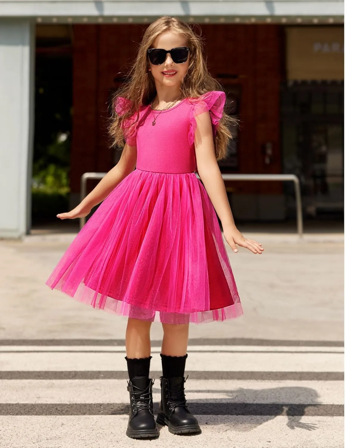 Arshiner Toddler Tutu Dress Little Girls Summer Tulle Backless Party Birthday Cotton Dresses 2-6Y