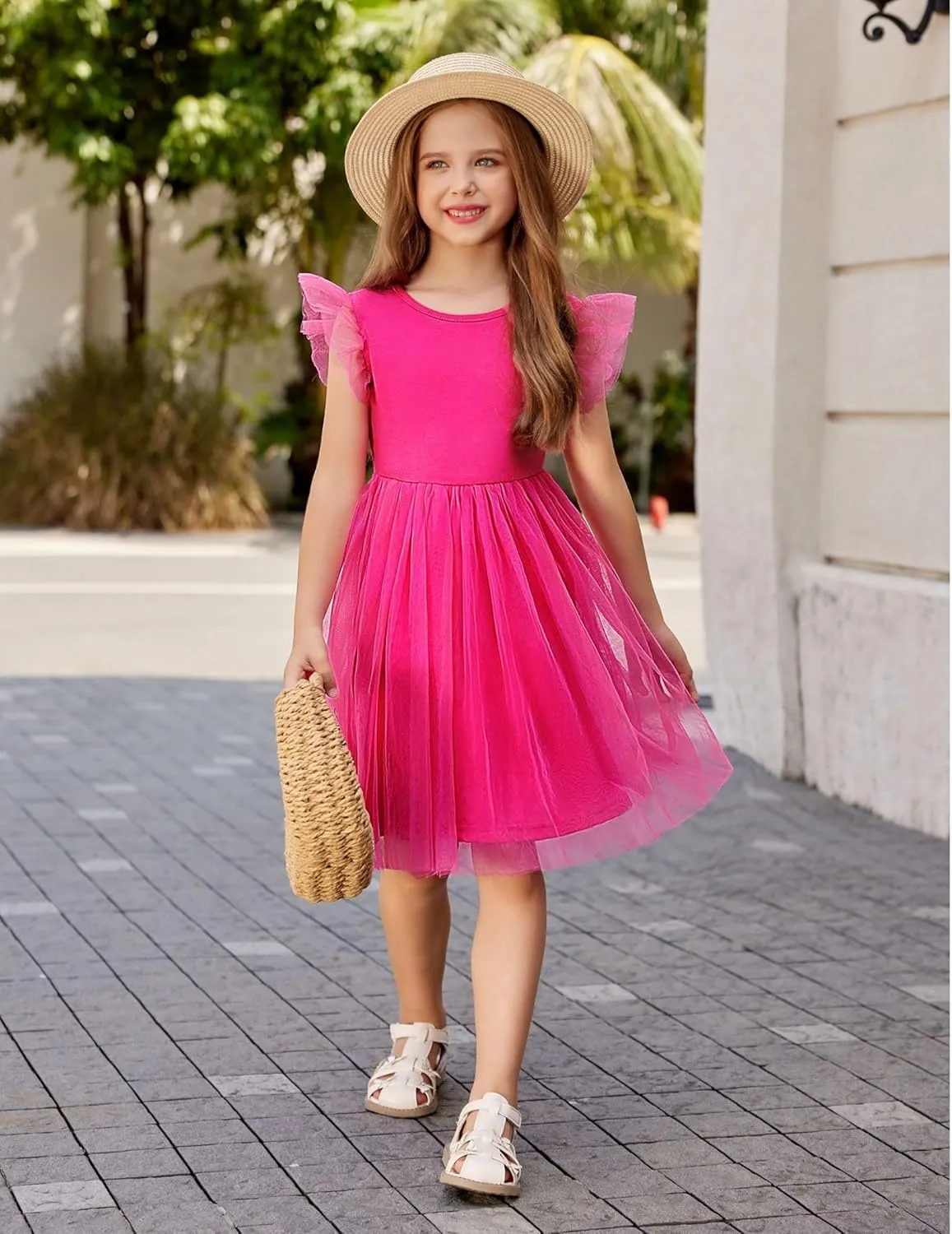 Arshiner Toddler Tutu Dress Little Girls Summer Tulle Backless Party Birthday Cotton Dresses 2-6Y