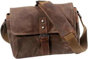 ARTIBETTER Waterproof Camera Bag Single Shoulder Sling Bag Oil Wax Canvas Dslr Case for Casual Use