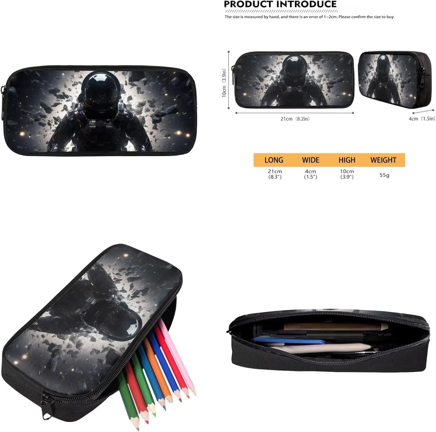 Astronaut Boys Backpack and Lunch Box Set Novetly Bookbags with Pencil Case and Sturdy Keychain 17 Inch 4PCS School Back Pack Set for Elementary Students Casual Use