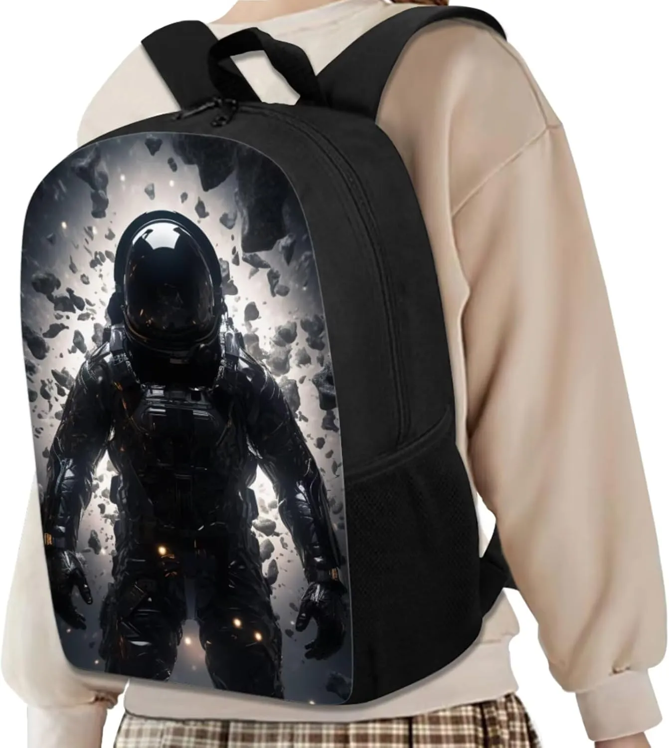 Astronaut Boys Backpack and Lunch Box Set Novetly Bookbags with Pencil Case and Sturdy Keychain 17 Inch 4PCS School Back Pack Set for Elementary Students Casual Use