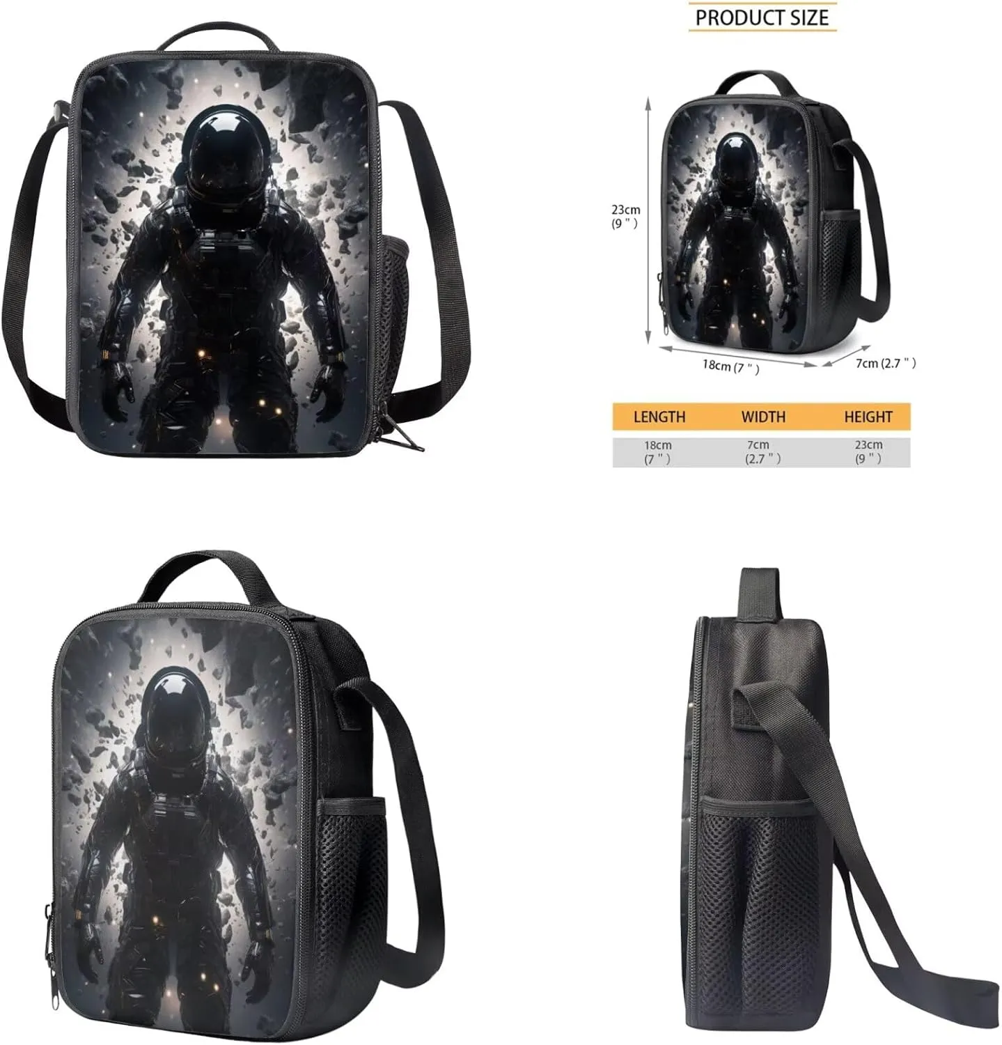 Astronaut Boys Backpack and Lunch Box Set Novetly Bookbags with Pencil Case and Sturdy Keychain 17 Inch 4PCS School Back Pack Set for Elementary Students Casual Use