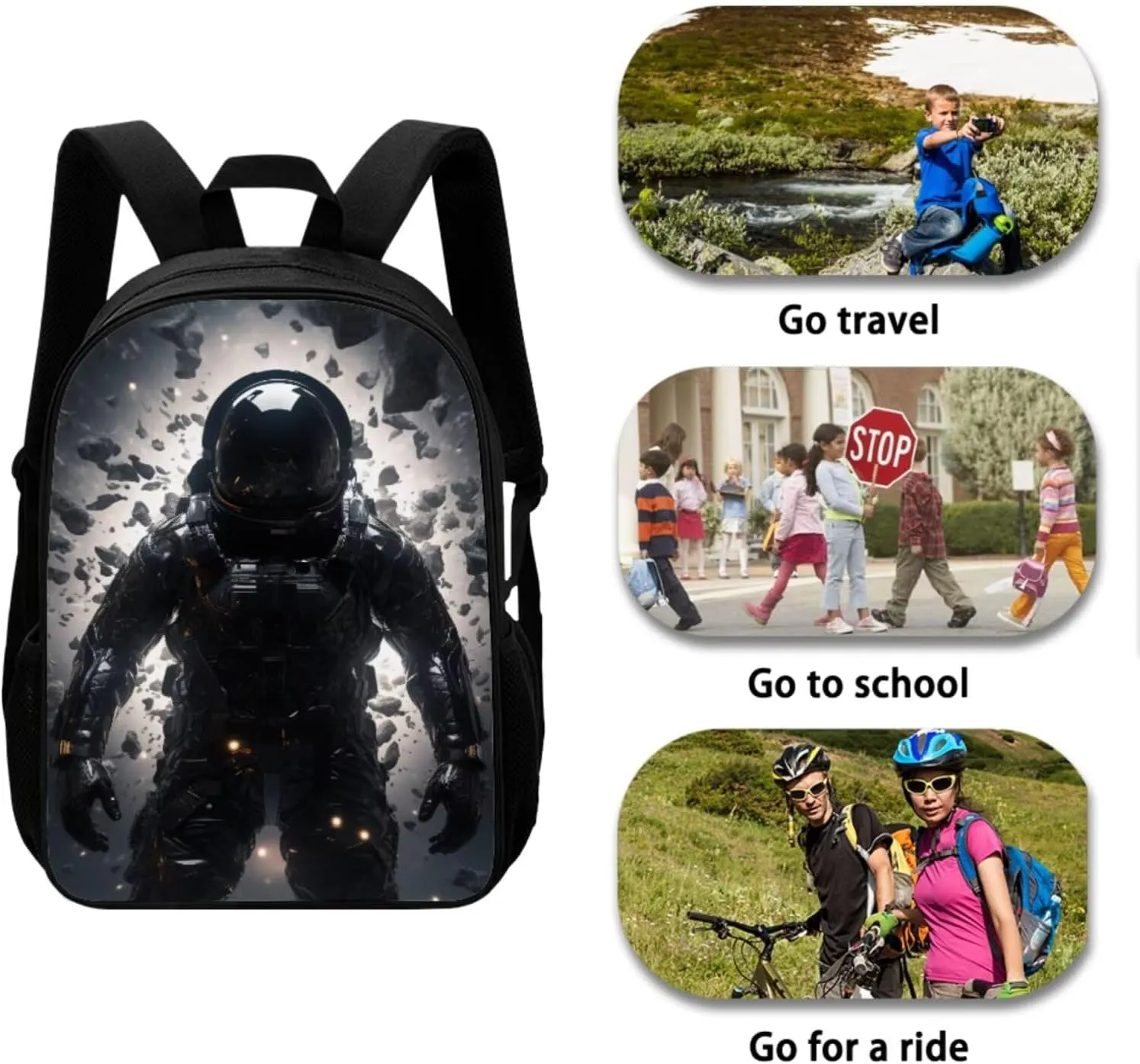 Astronaut Boys Backpack and Lunch Box Set Novetly Bookbags with Pencil Case and Sturdy Keychain 17 Inch 4PCS School Back Pack Set for Elementary Students Casual Use