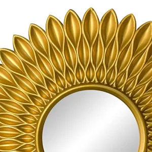 ATORSE® Round Hanging Mirror Home Dresser Decor Wall Mirrors Flower Shaped Gold