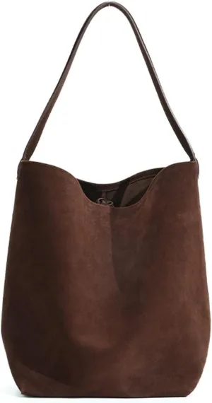 Bag Female Work Commuter Shoulder Bag Large Capacity Suede Frosted Cowhide Bucket Bag Daily Travel Shopping Bag