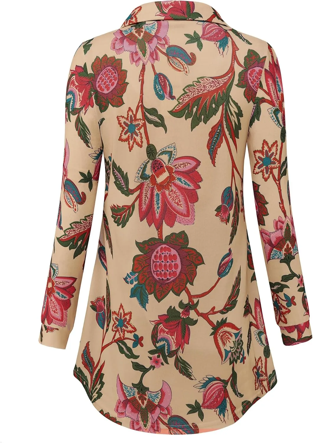 Bebonnie Womens Long Sleeve Casual Lapel V Neck Pullover Tunic Blouse Tops with Buttons