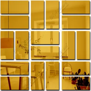 Bikri Kendra - 20 Rectangle Golden Mirror Stickers for Wall, Acrylic Mirror Wall Decor Sticker, Wall Stickers for Hall Room, Bed Room, Kitchen. Wall Mirror Stickers, 3D Acrylic Stickers Self-Adhesive