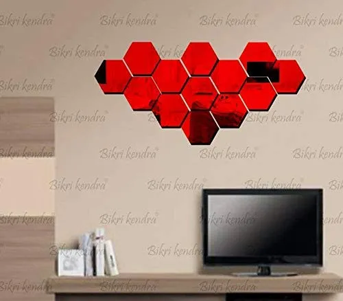 Bikri Kendra - Acrylic Abstract Wall Refrigerator Sticker, Red