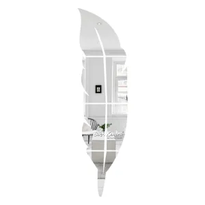 Bikri Kendra - Feather Silver- 3D Acrylic Decorative Mirror Murals Wall Stickers