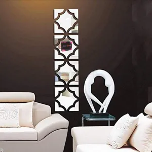 Bikri Kendra - Pattern Silver Pack of 4 Mirror Acrylic Wall Stickers