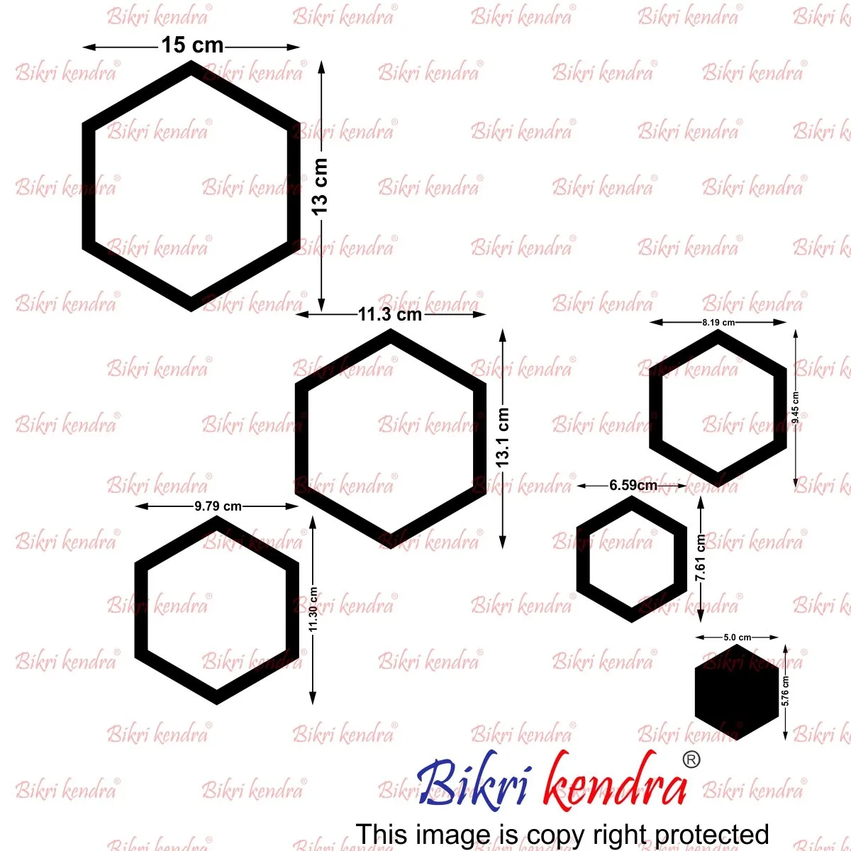 Bikri Kendra - Premium Acrylic Hexagon Rings 24-3D Mirror Wall Decor Stickers, 17x17x5cm (Golden)