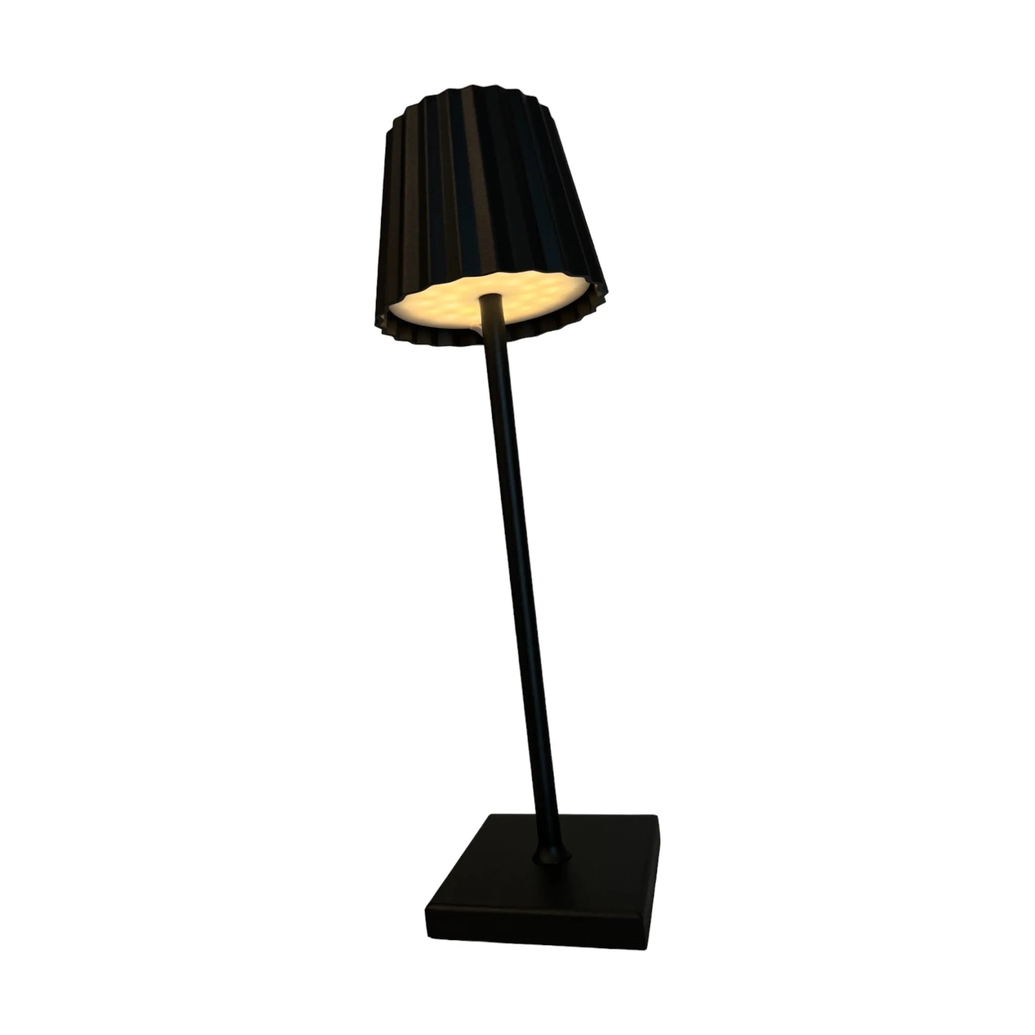 Black Luxury Metal Touch LED Rechargeable Pleated Table Lamp