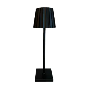 Black Luxury Metal Touch LED Rechargeable Pleated Table Lamp