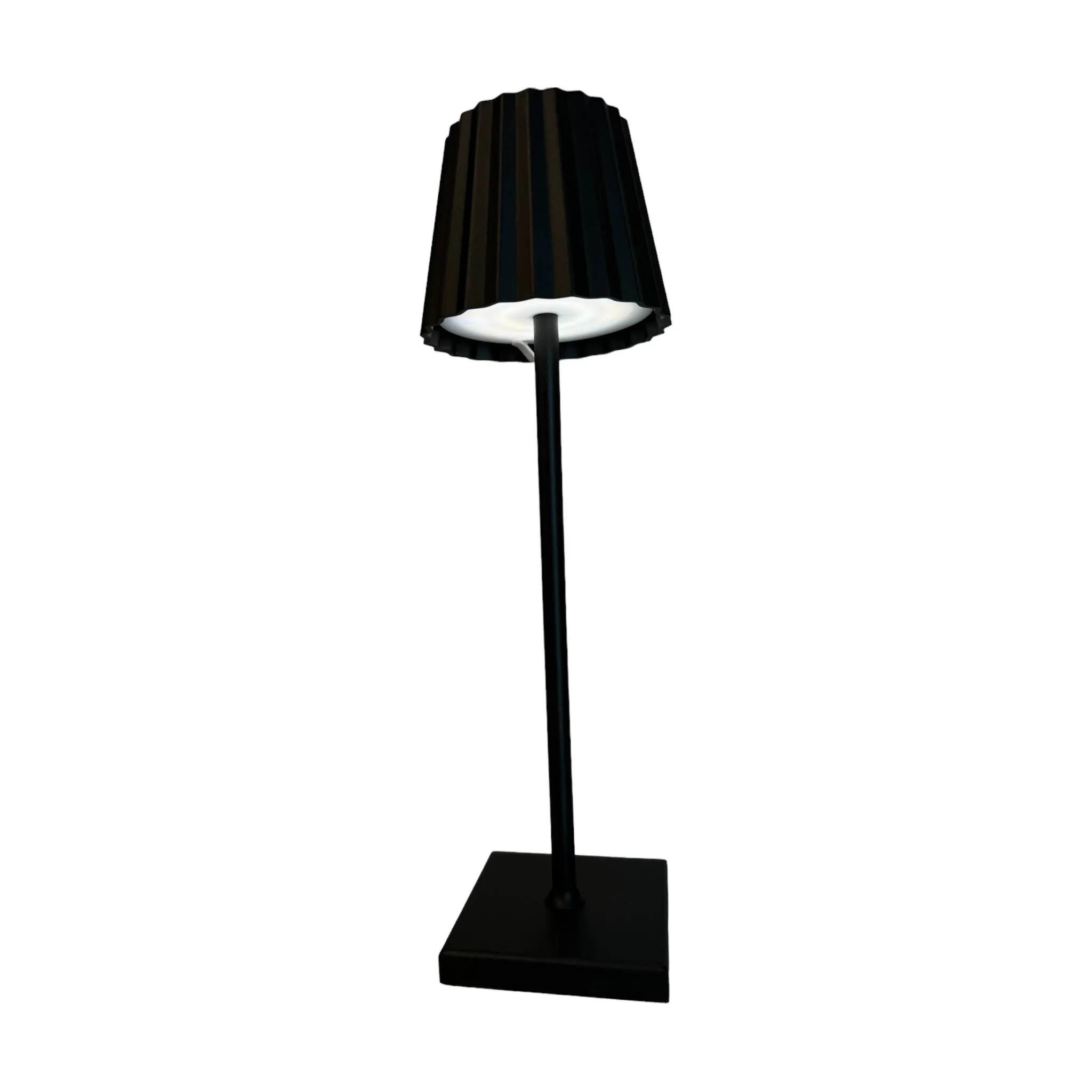 Black Luxury Metal Touch LED Rechargeable Pleated Table Lamp