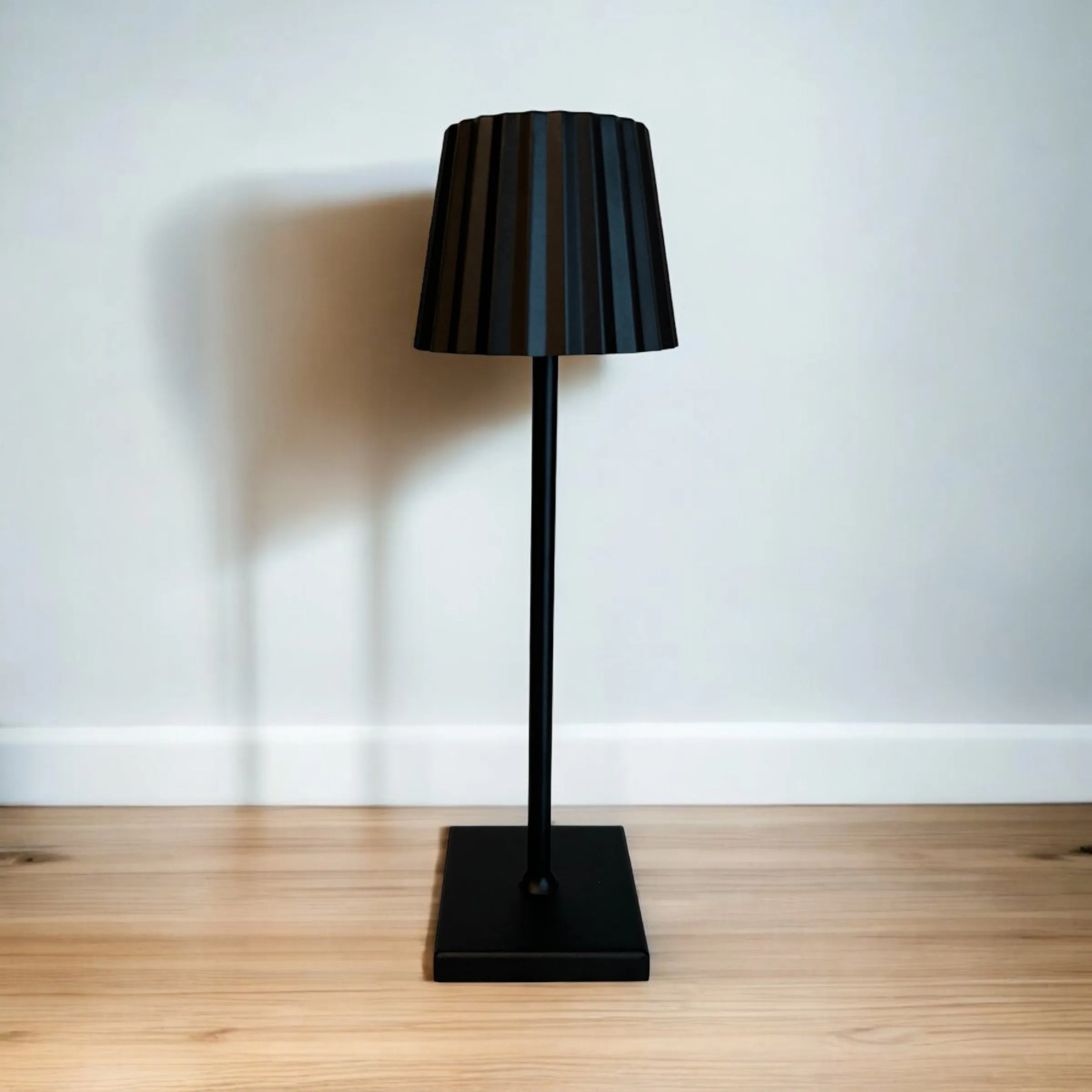 Black Luxury Metal Touch LED Rechargeable Pleated Table Lamp