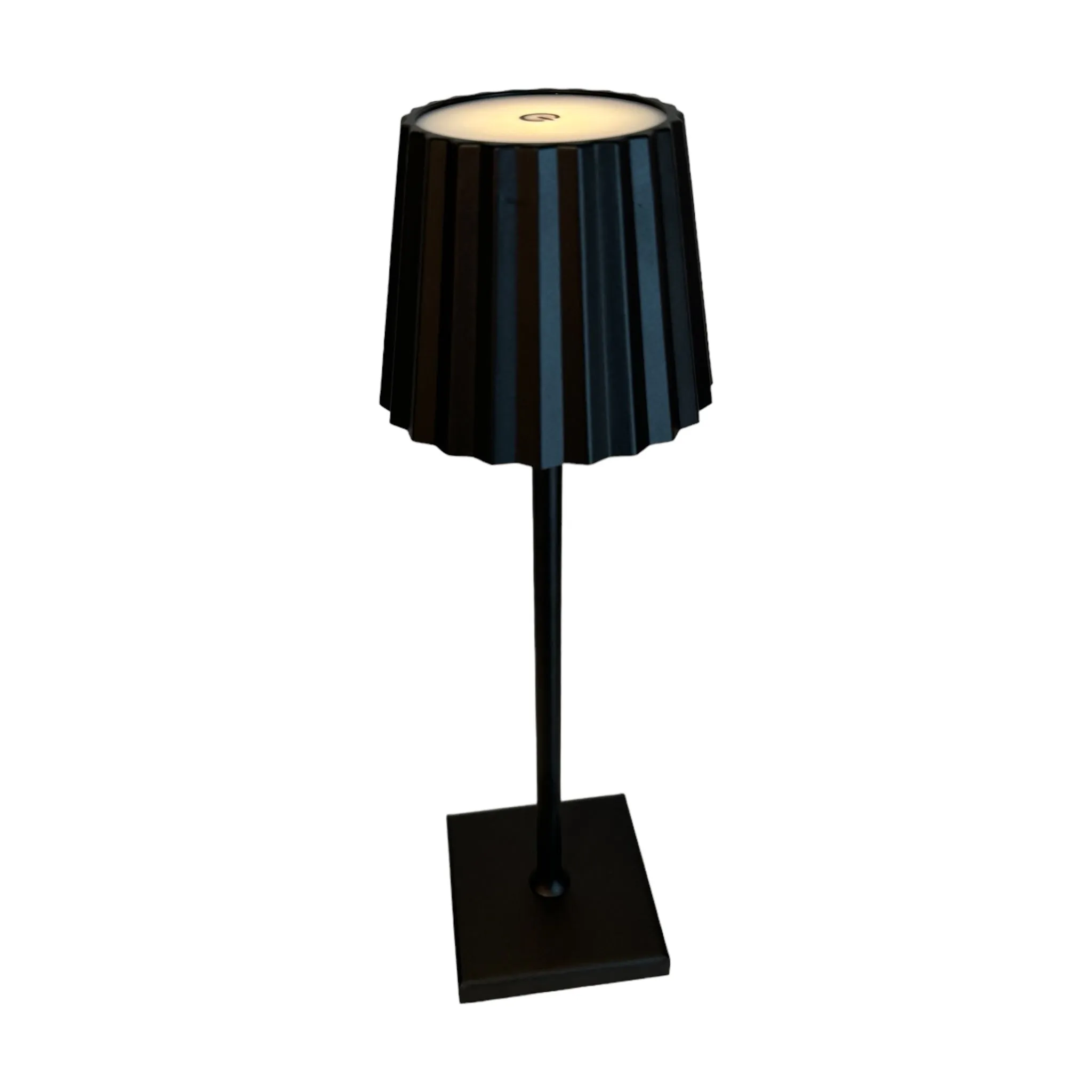 Black Luxury Metal Touch LED Rechargeable Pleated Table Lamp