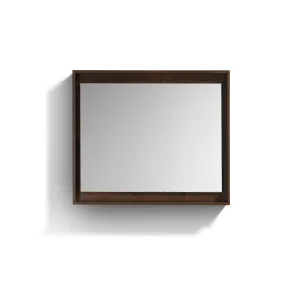 BLISS -36" ROSEWOOD  Mirror with Wood Frame & Bottom Shelf