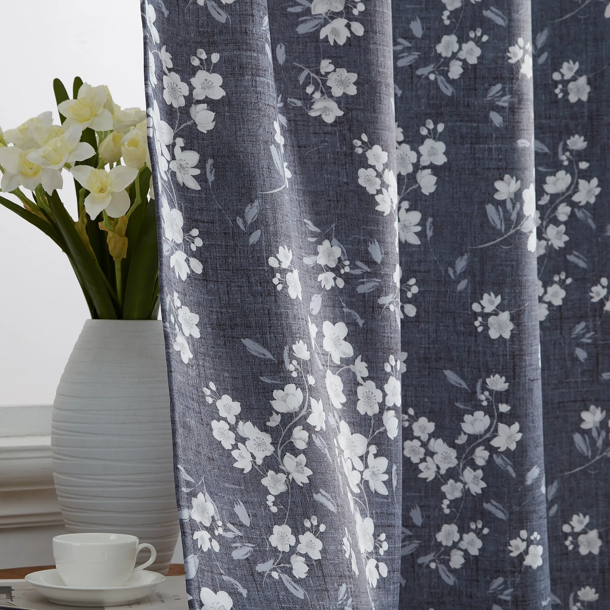 BlockingDawn Ashley Floral Room Darkening Rod Pocket Curtain Panels