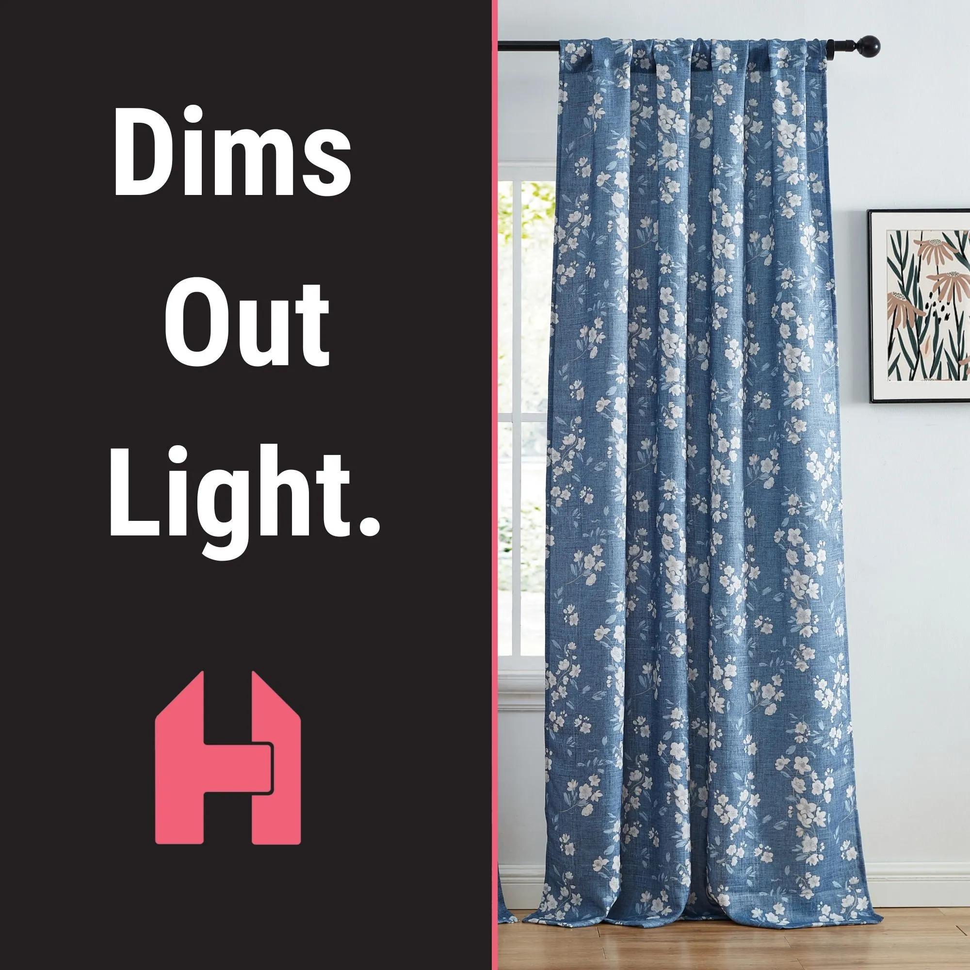 BlockingDawn Ashley Floral Room Darkening Rod Pocket Curtain Panels