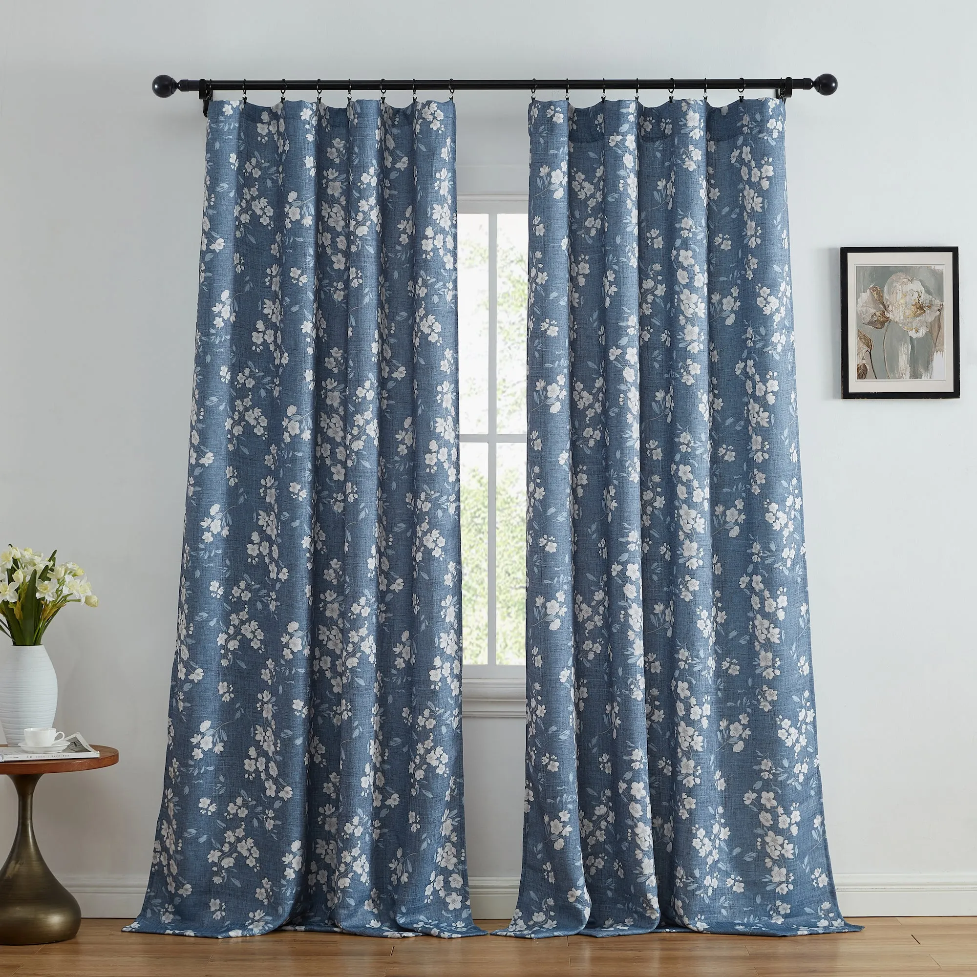 BlockingDawn Ashley Floral Room Darkening Rod Pocket Curtain Panels