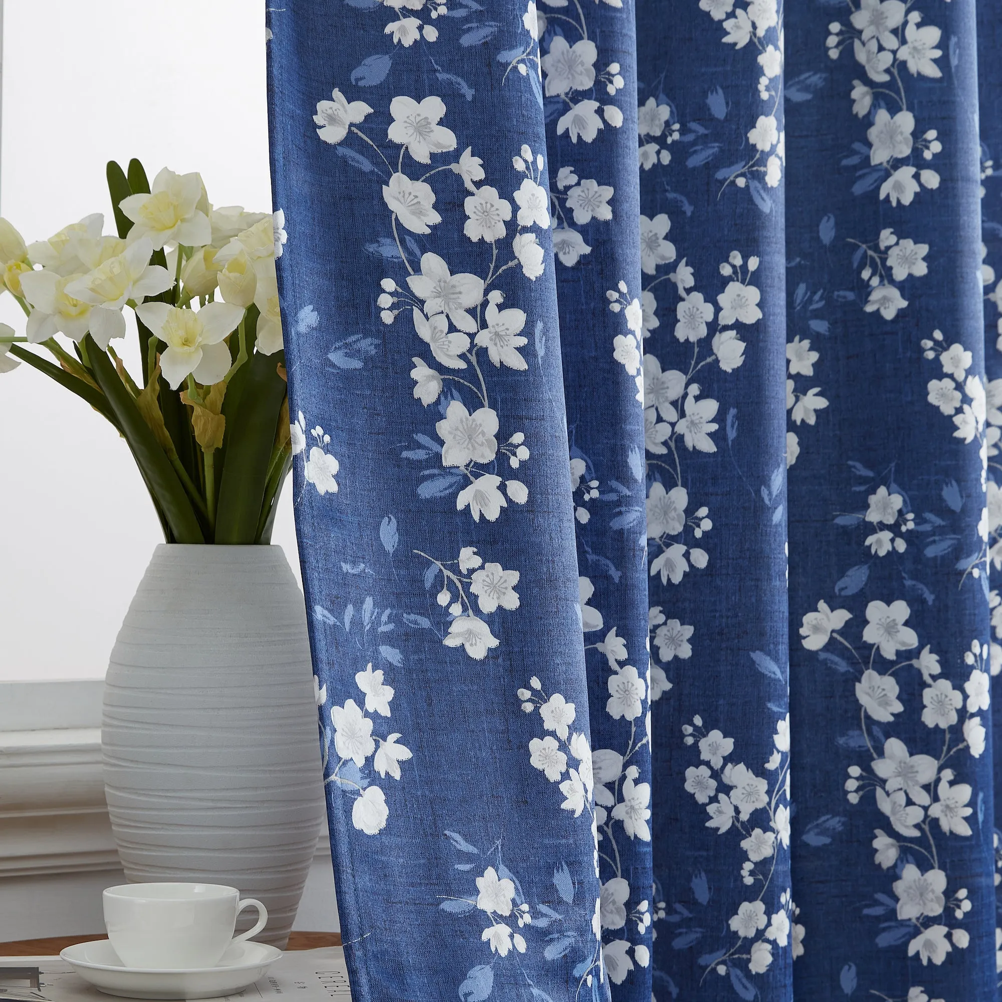 BlockingDawn Ashley Floral Room Darkening Rod Pocket Curtain Panels