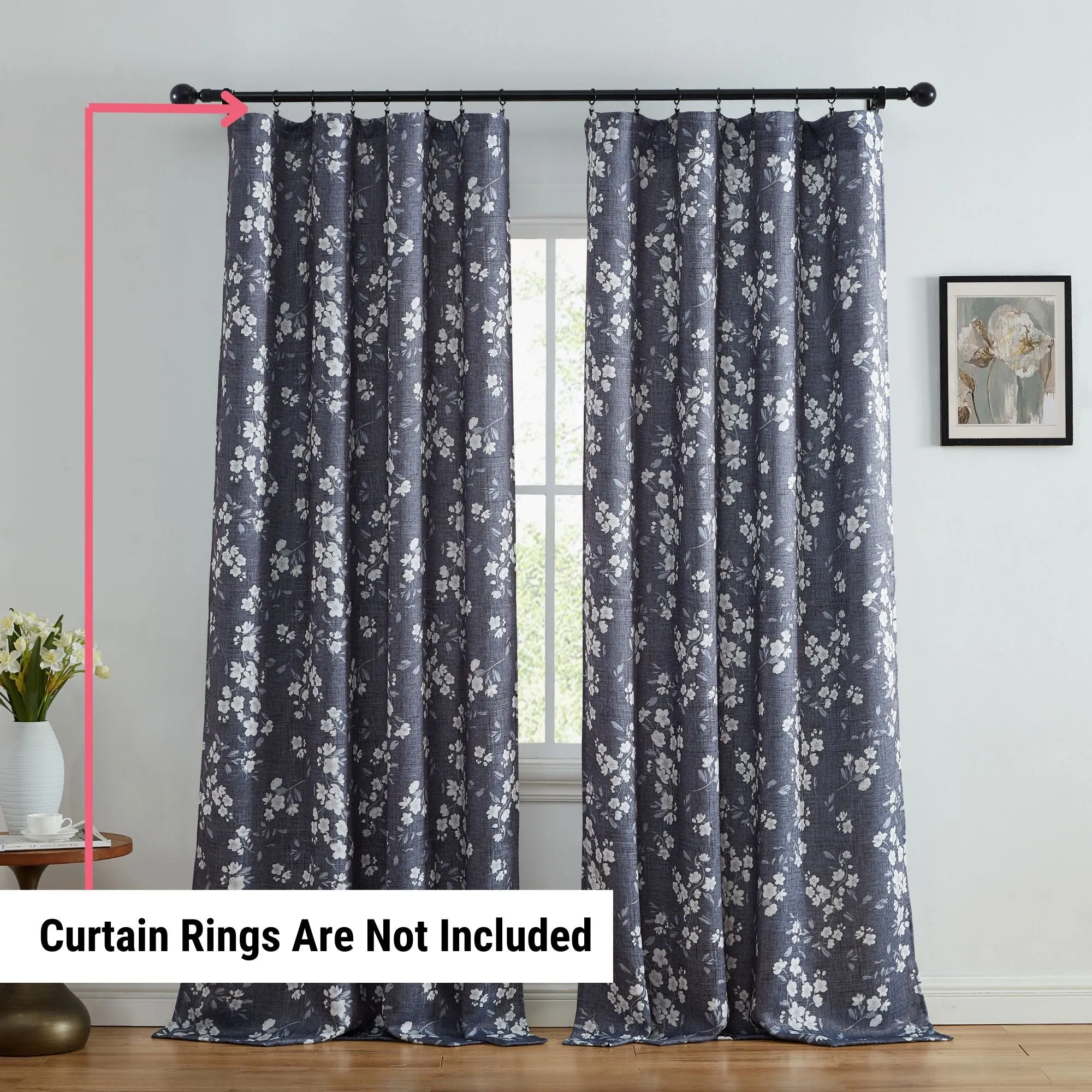 BlockingDawn Ashley Floral Room Darkening Rod Pocket Curtain Panels