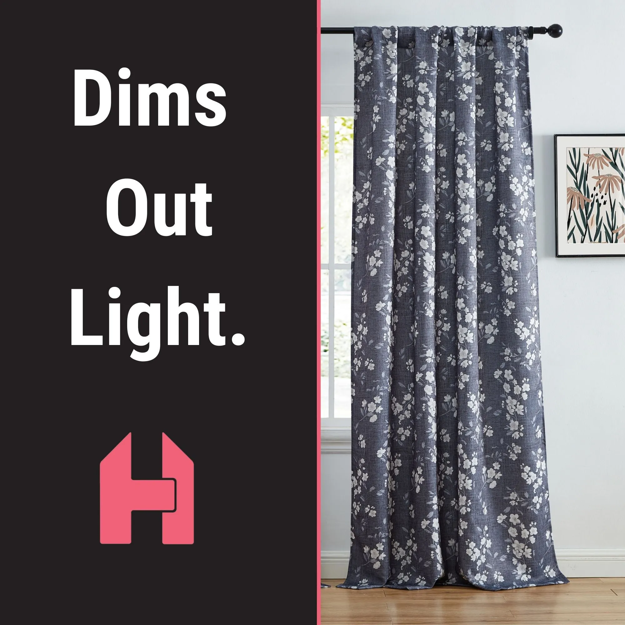 BlockingDawn Ashley Floral Room Darkening Rod Pocket Curtain Panels