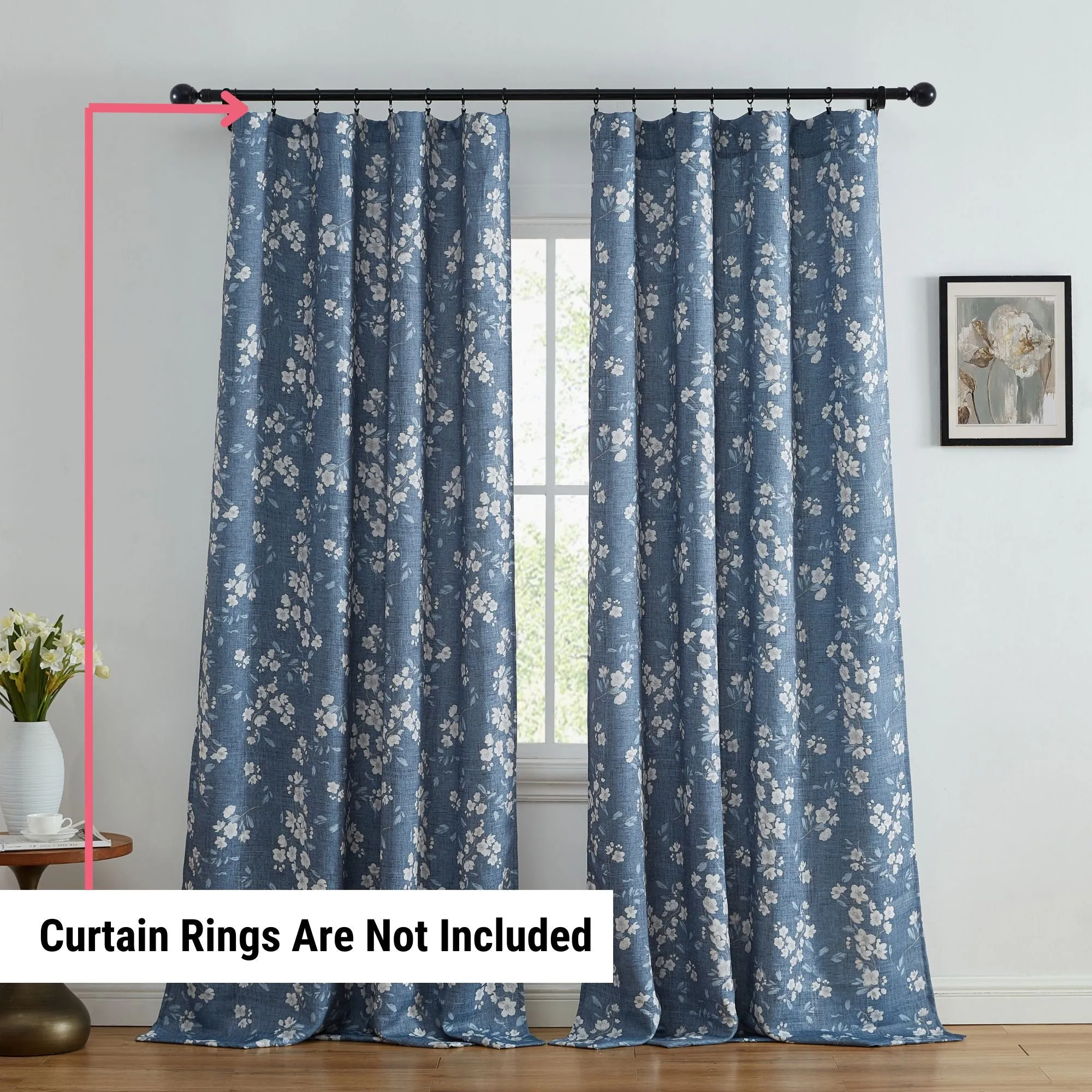 BlockingDawn Ashley Floral Room Darkening Rod Pocket Curtain Panels