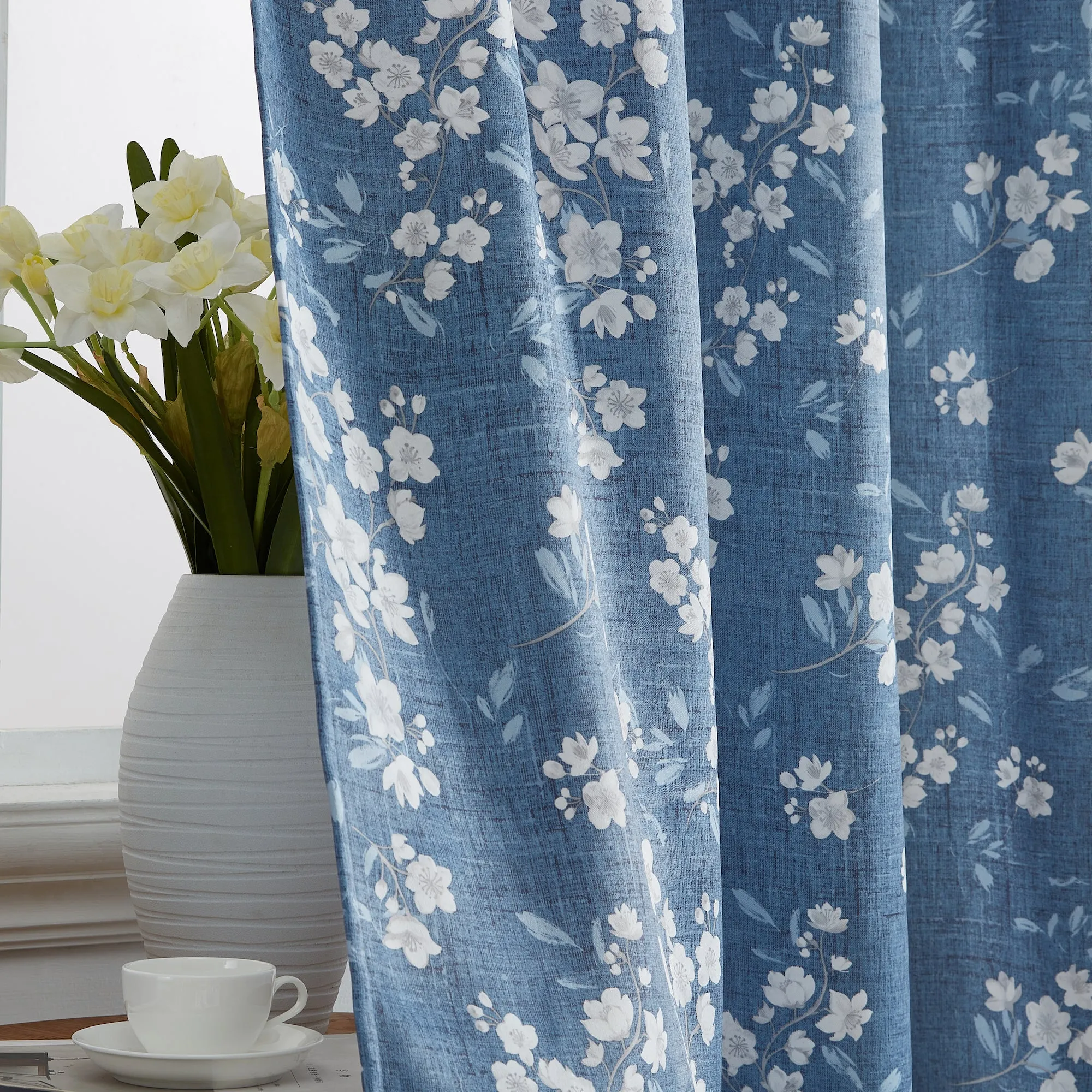 BlockingDawn Ashley Floral Room Darkening Rod Pocket Curtain Panels