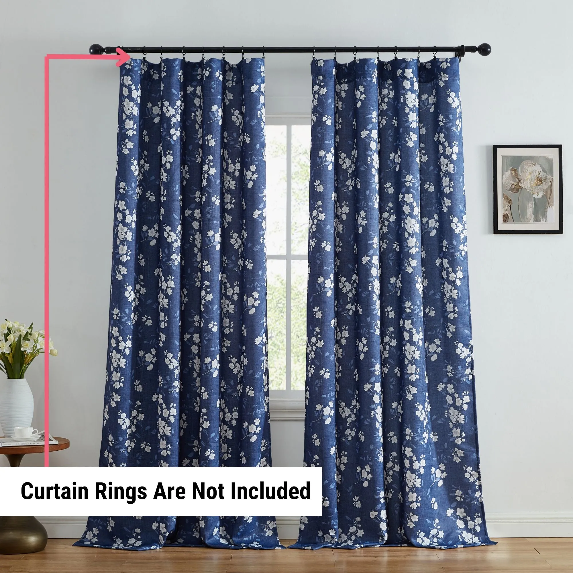 BlockingDawn Ashley Floral Room Darkening Rod Pocket Curtain Panels