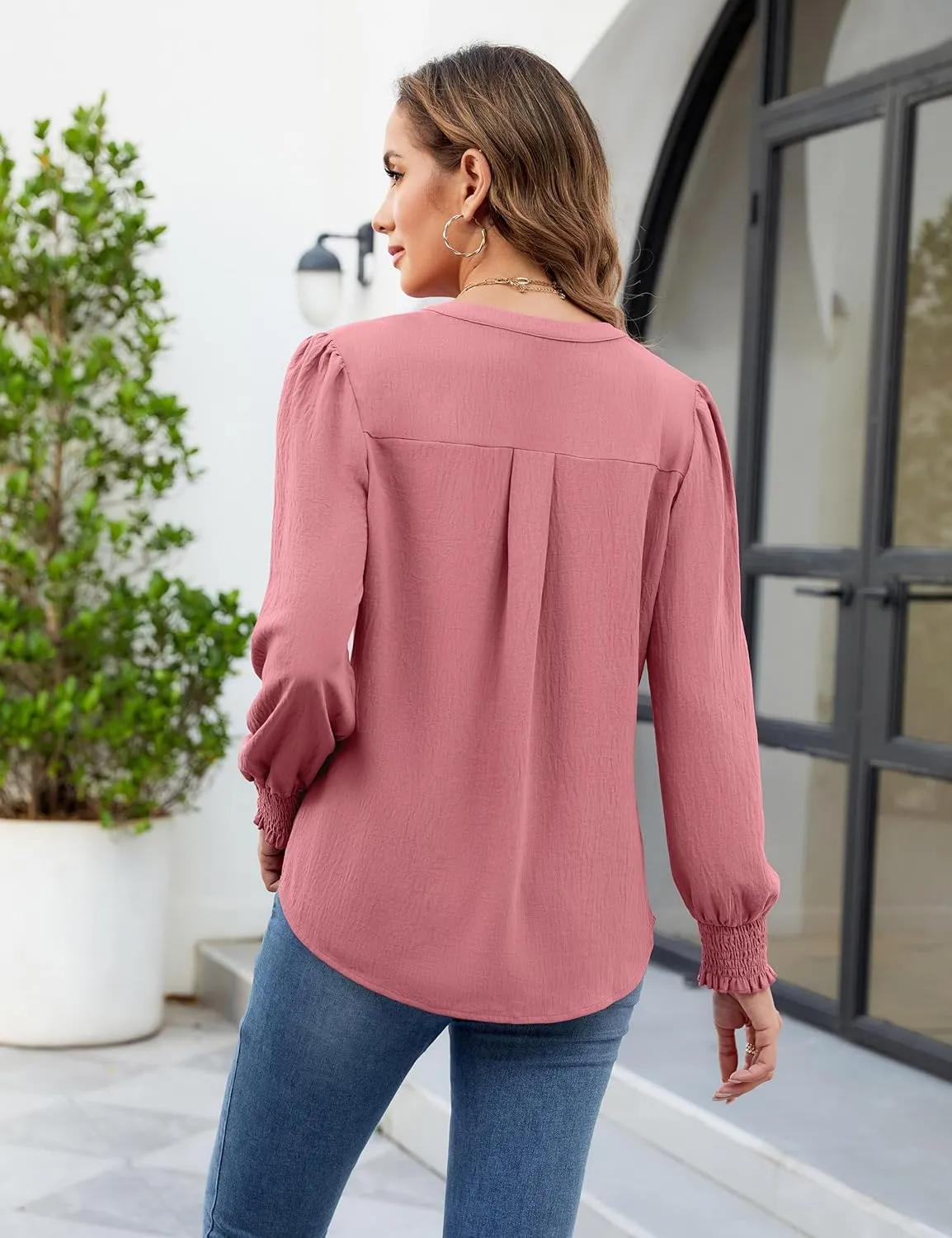 BMJL Womens Dressy Casual Blouses Business Casual Work Tops Long Sleeve Shirts 2024 Fall Outfits