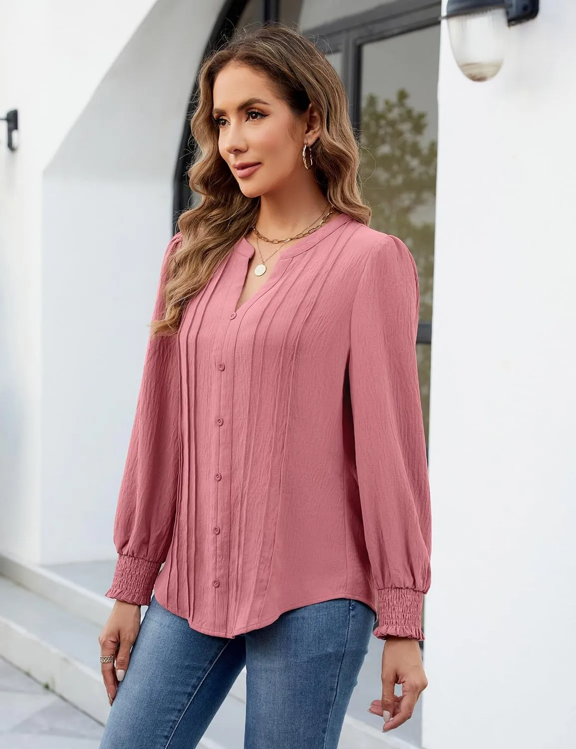 BMJL Womens Dressy Casual Blouses Business Casual Work Tops Long Sleeve Shirts 2024 Fall Outfits