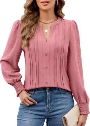 BMJL Womens Dressy Casual Blouses Business Casual Work Tops Long Sleeve Shirts 2024 Fall Outfits