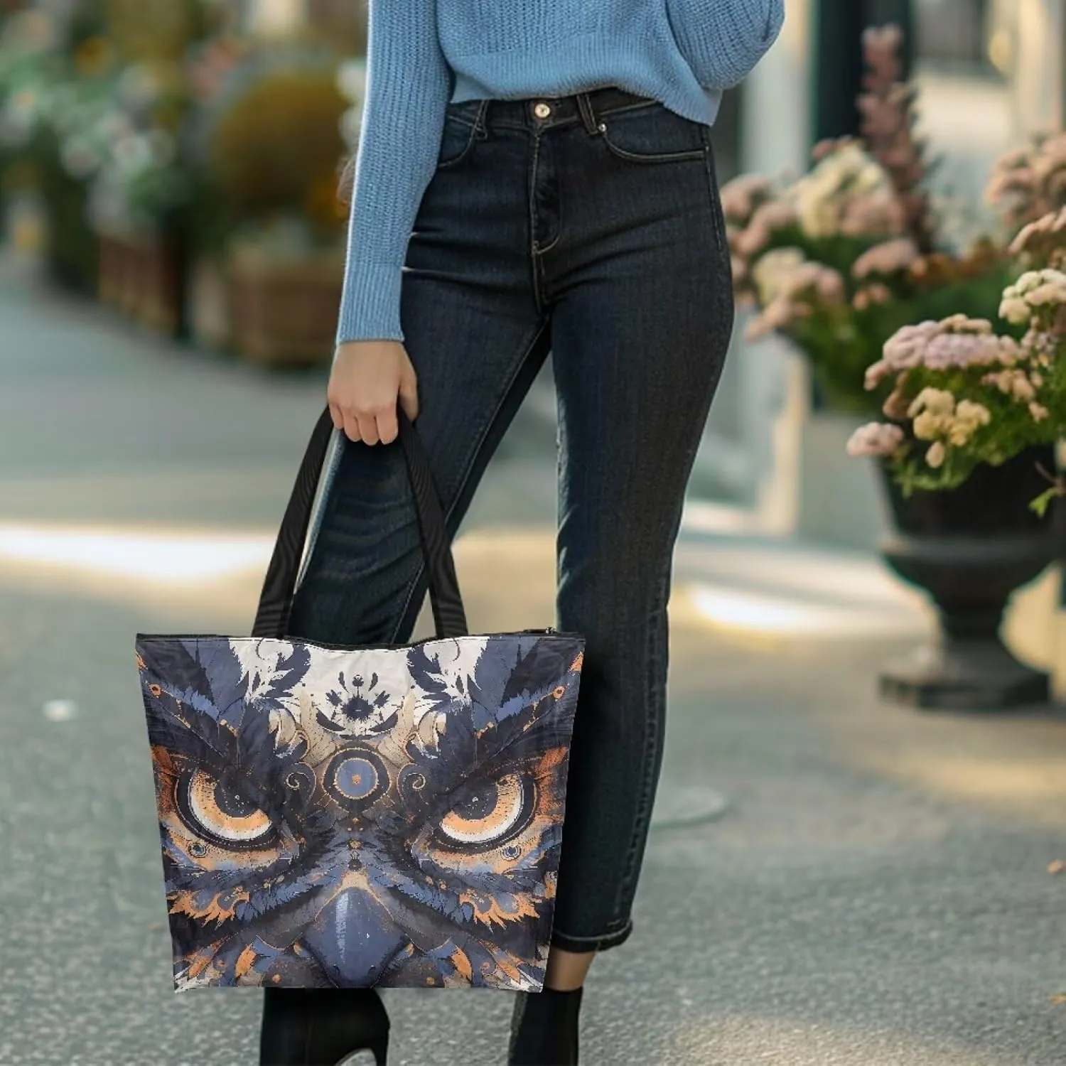 Border Collie Dog Women Handbag, Corgi Dog Shoulder Bag, Halloween Skull Spider Web Eco-Friendly Paper Tote Bags