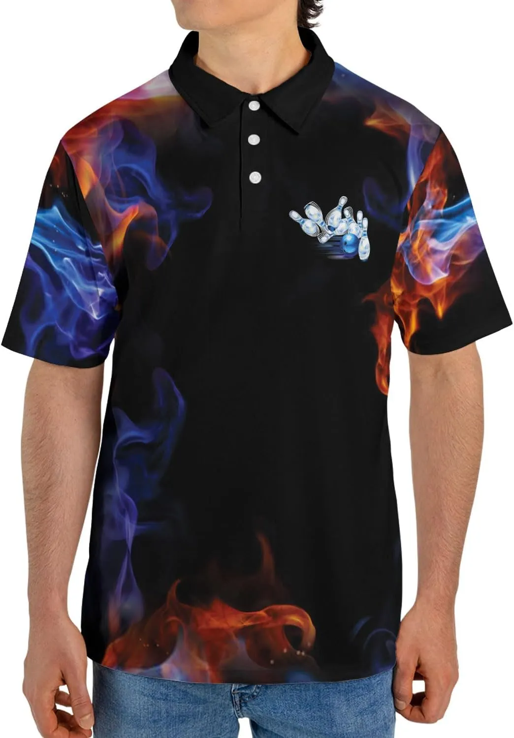 Bowling Polo Shirts 3D for Men & Women, Bowling Jersey Shirt, Team Bowling Shirts Short Sleeve Polo Gift