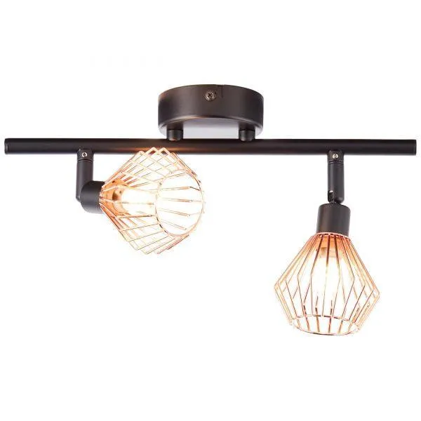 Brilliant 2 Light 66W Dalma Spotlight - Black & Copper | 21013/76