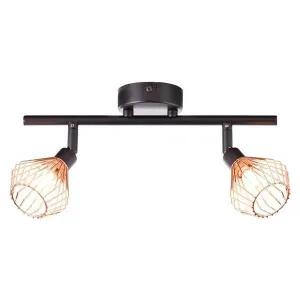Brilliant 2 Light 66W Dalma Spotlight - Black & Copper | 21013/76