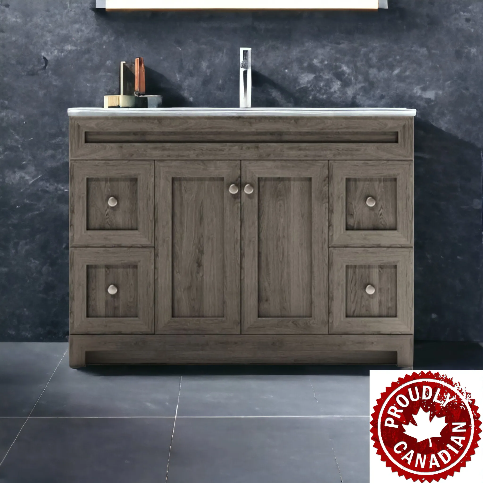 CABINETSMITH- 48" CANADIAN Bathroom Vanity With Quartz top (8 COLORS AVAILABLE)