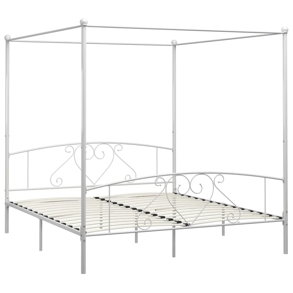Canopy Bed Frame White Metal 6FT Super King