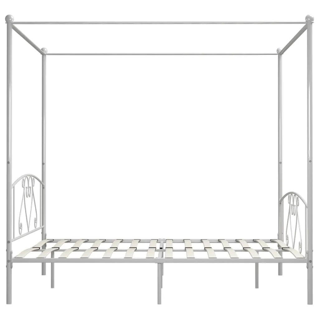Canopy Bed Frame White Metal 6FT Super King