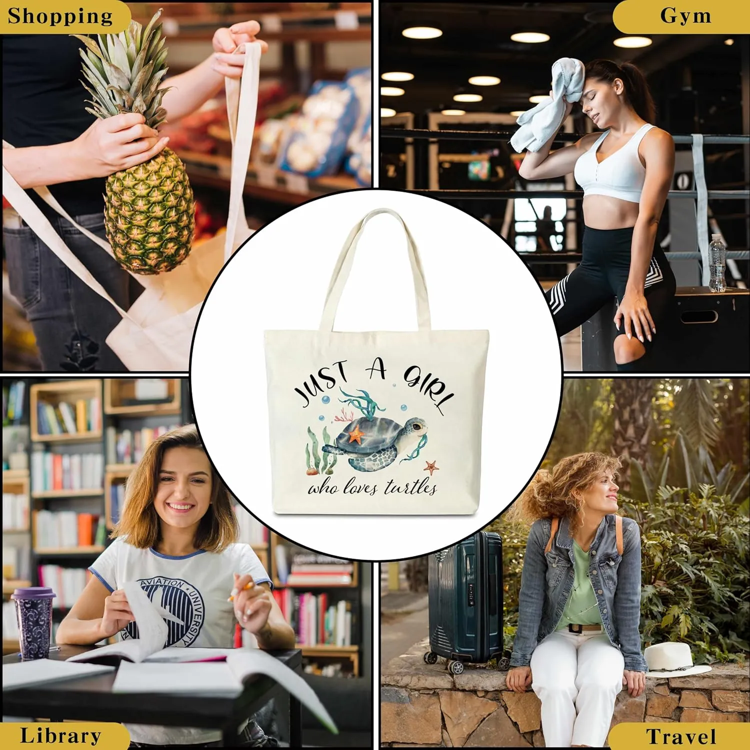 Canvas Tote Bag, Dinosaurs Lover Gift Tote Bags for Women Travel Shopping Beach - G