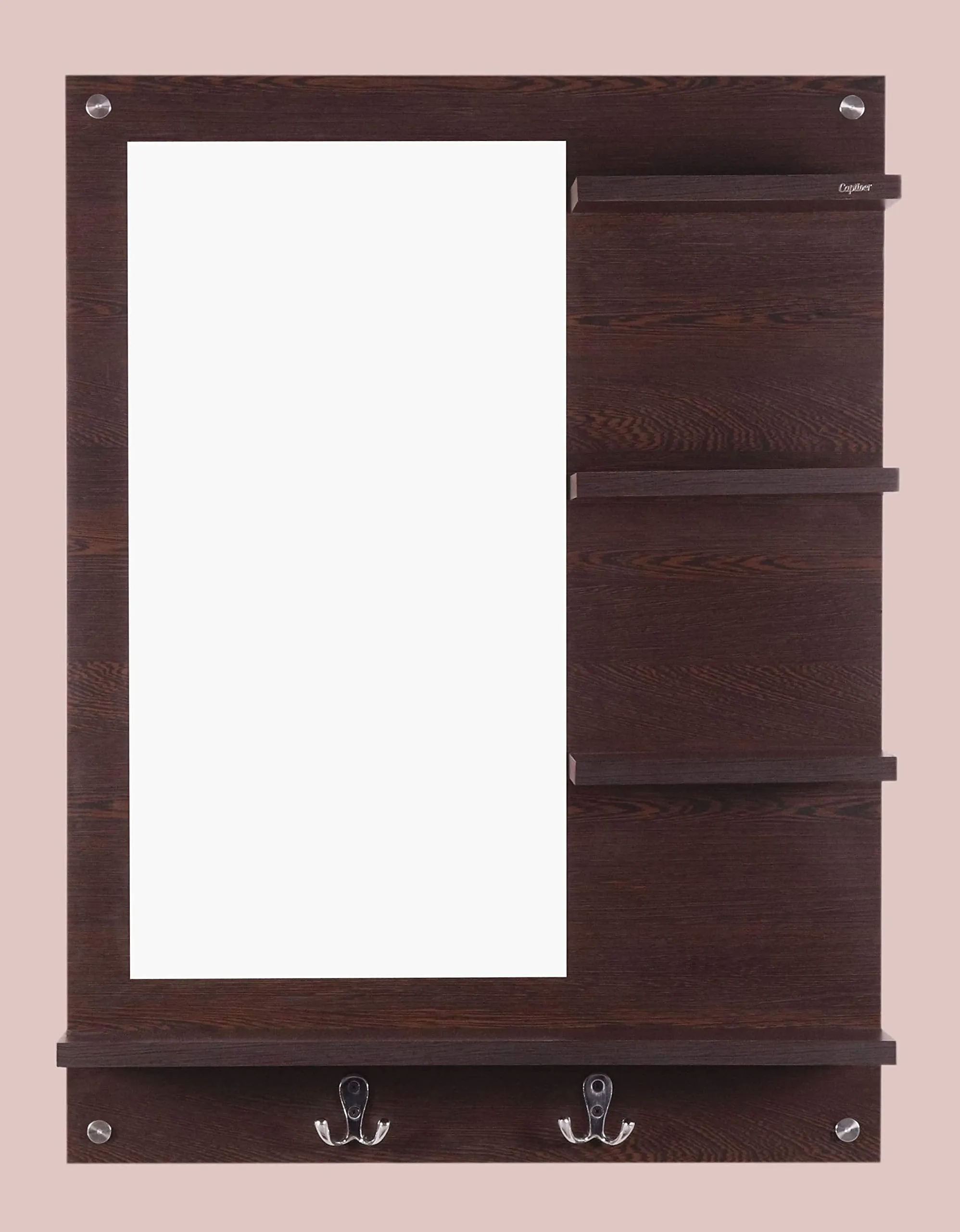 Captiver Engineered Wood Bellezza Wooden Wall Mounted Dressing Table Stand (60X80 CM, Wenge) I Mirror Bathroom Organizer Storage Bedroom Living Room Wash Basin Shelf Big