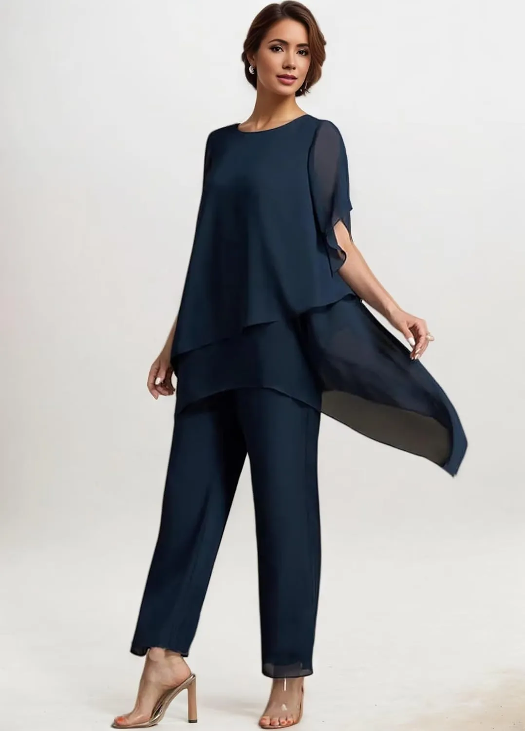Chiffon Mother of The Bride Pant Suits for Women 2 PCS Pant Suits for Women Dressy 2025
