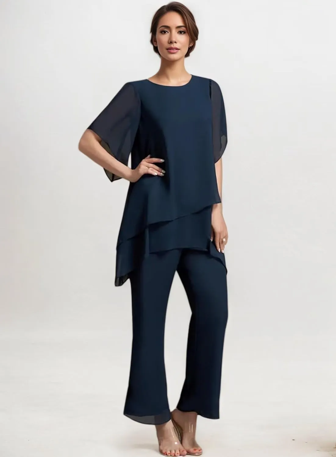 Chiffon Mother of The Bride Pant Suits for Women 2 PCS Pant Suits for Women Dressy 2025