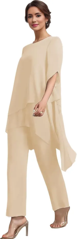 Chiffon Mother of The Bride Pant Suits for Women 2 PCS Pant Suits for Women Dressy 2025