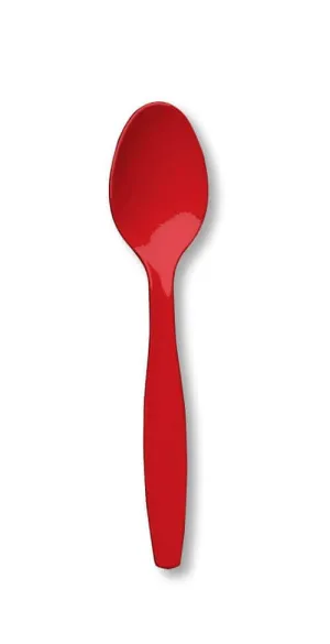Classic Red Plastic Spoons
